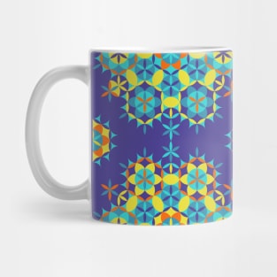 Colorful Flower of Life Pattern on Purple Background Mug